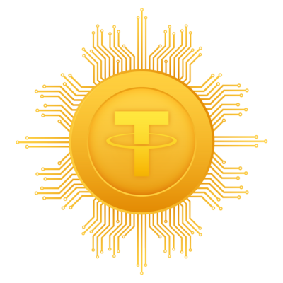 Glowing digital Flash USDT coin